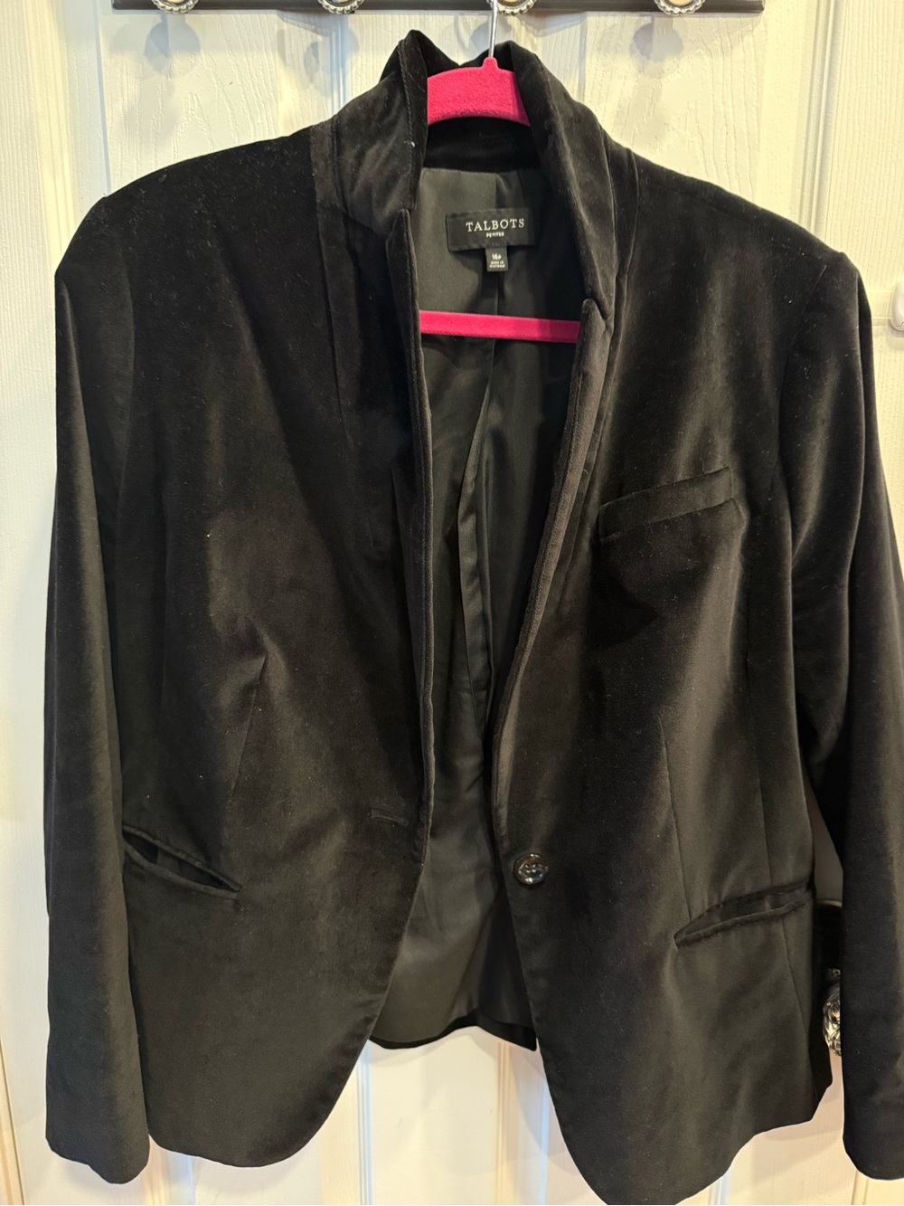 Talbots Black Velvet Single-Button Blazer